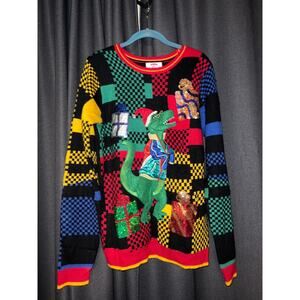 Ugly Christmas Sweater Xmas Size Medium Dinosaur